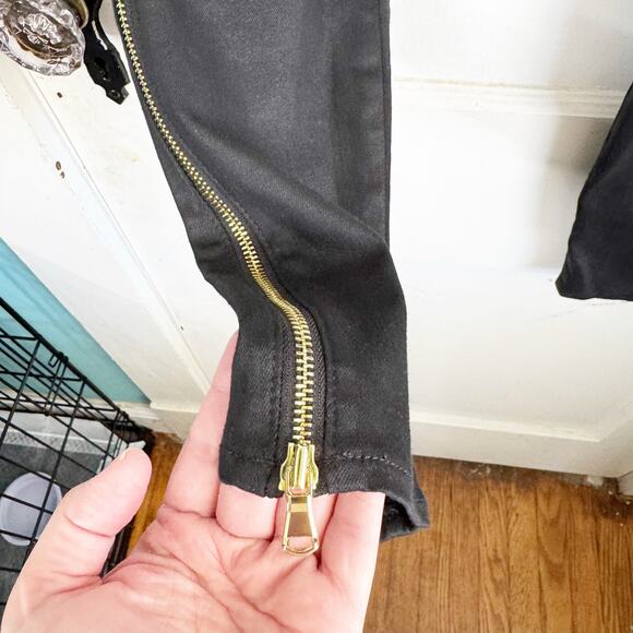 L’AGENCE Sabine Skinny High Waisted Coated Cropped Jeans Noir Ankle Zipper 28 - Picture 7 of 15